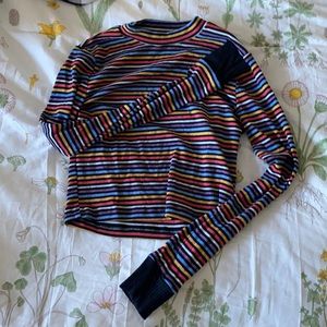rainbow striped long sleeve crop top